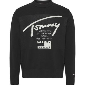Tommy Jeans Relaxed Tommy Spray Sweater Zwart L Man
