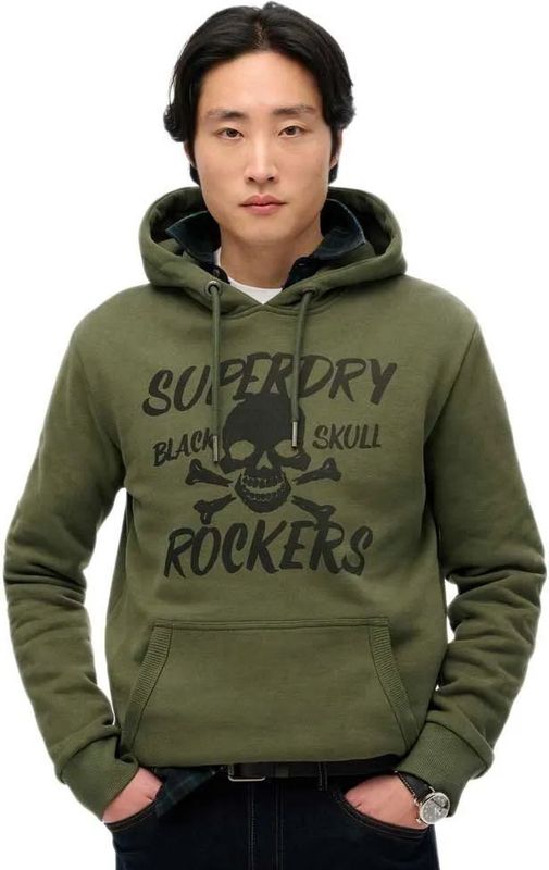 Superdry - Black Skull Hoodie - Zwart - Sweater