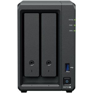 Synology NAS-Netzwerk-Speicher DS725+/8G Schwarz Quad Core, Netwerkopslag, Zwart