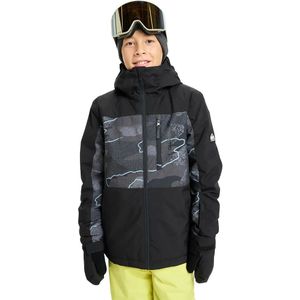 Quiksilver - Side Hit Printed - Jas - Zwart - Technische Sneeuwjas voor Jongens 4-16