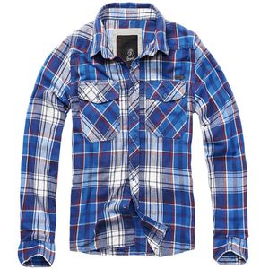 Brandit Check Long Sleeve Shirt Wit,Blauw XL Man