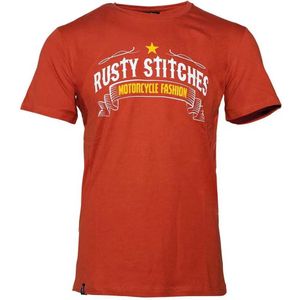 Rusty Stitches Rusty Red T-shirt Met Korte Mouwen