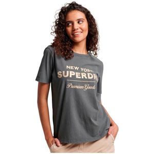 Superdry Luxe Metallic Logo Short Sleeve T-shirt Grijs S Vrouw