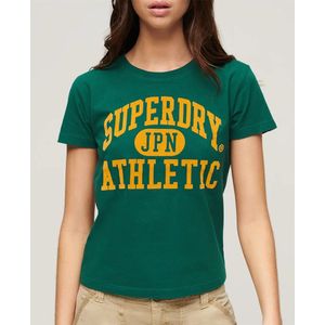 Superdry - Varsity Flocked Fitted T-shirt - Groen - Korte Mouwen