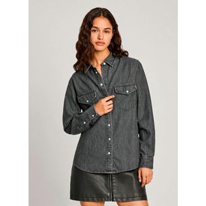 Pepe Jeansvoor vrouwen. PL304894XM6 Normaal Shirt zwart (L), Casual, Katoen, Lange mouwen