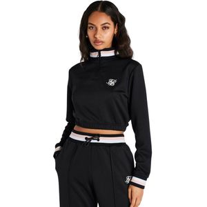 Siksilk Varsity Cropped Half Zip Sweatshirt Zwart L Vrouw