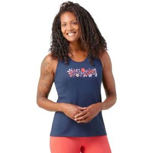 Smartwool Floral Meadow Graphic Mouwloos T-shirt Blauw L Vrouw