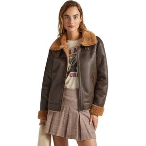 Pepe Jeans Ruth Leather Jacket Bruin XS Vrouw