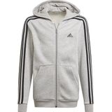 adidas - Essentials 3S - Kinderjack - Zwart - 53% Katoen, 36% Gerecycled Polyester, 11% Viscose Fleece