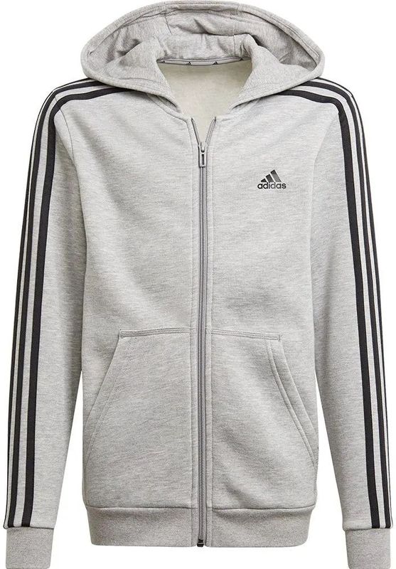 adidas - Essentials 3S - Kinderjack - Zwart - 53% Katoen, 36% Gerecycled Polyester, 11% Viscose Fleece