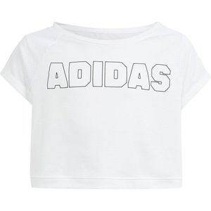Adidas Cropped Short Sleeve T-shirt Wit 11-12 Years Meisje