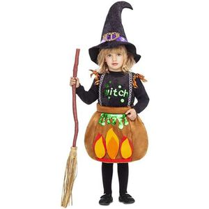 Viving Costumes Witch With Flames Girl Costume Oranje 3-4 Years