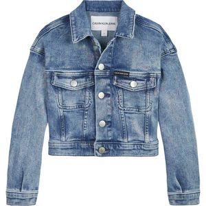 Calvin Klein Jeans Cropped Denim Jacket Blauw 12 Years Meisje