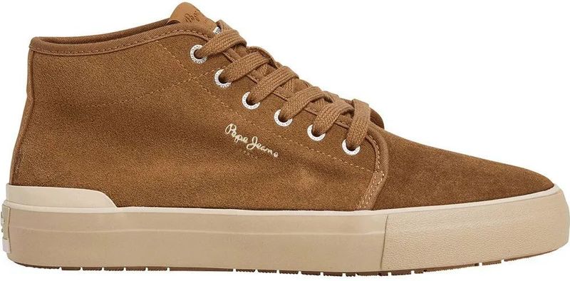 Pepe Jeans - PMS31051 - Leren Sportschoenen - Bruin - Plat - Veters - Casual