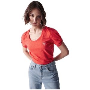 Salsa Jeans Mini Logo Short Sleeve T-shirt Rood L Vrouw