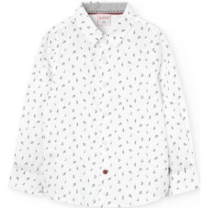 Boboli - Poplin Printed - Overhemd - Wit - Jongens - Lange Mouwen
