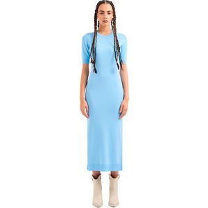 Armani Exchange 3dya1e_ymh6z Short Sleeve Long Dress Blauw XS Vrouw