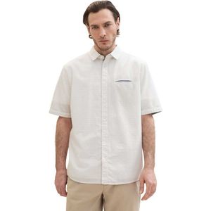 Tom Tailor Comfort Structured Short Sleeve Shirt Wit 2XL Man