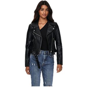 Only Vera Faux Biker Leather Jacket Zwart S Vrouw