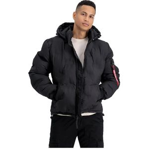 Alpha Industries Logo Puffer Bomber Jas Zwart Man