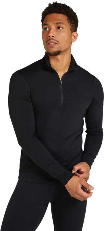 Icebreaker - Core Heavyweight Half Zip LS - Thermoshirt - Zwart - 76% TENCEL™ Lyocell - Slim-fit