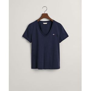 Gant Reg Shield Short Sleeve V Neck T-shirt Blauw M Vrouw