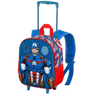 Karactermania Marvel Captain America First Small 3d Backpack With Wheels Blauw
