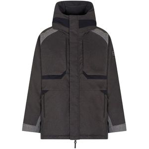 EA7voor mannen. 7M000932_AF17182 Lux Identity grijs fleece gewatteerd jack met capuchon (XXL), Casual, Polyester