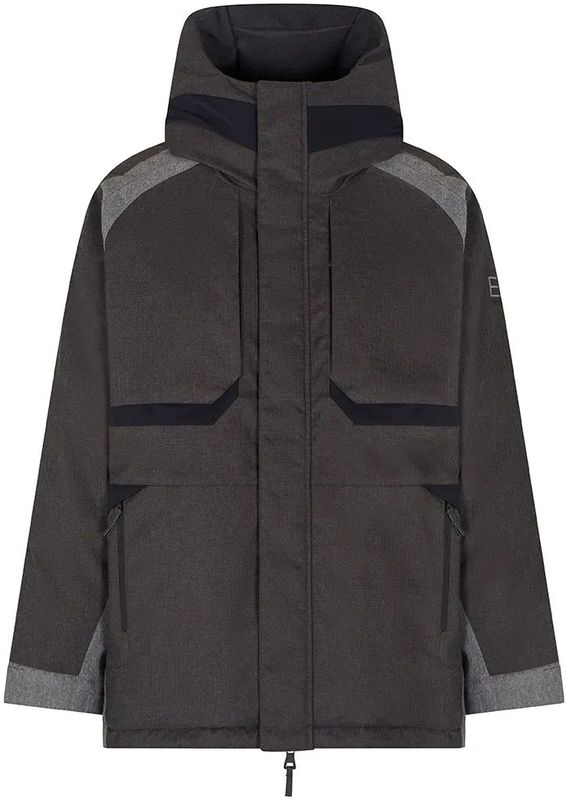 EA7voor mannen. 7M000932_AF17182 Lux Identity grijs fleece gewatteerd jack met capuchon (XXL), Casual, Polyester
