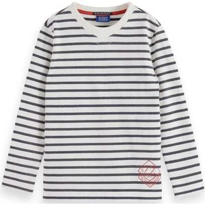 Scotch & Soda Denim Washed Striped Breton T-shirt Met Lange Mouwen