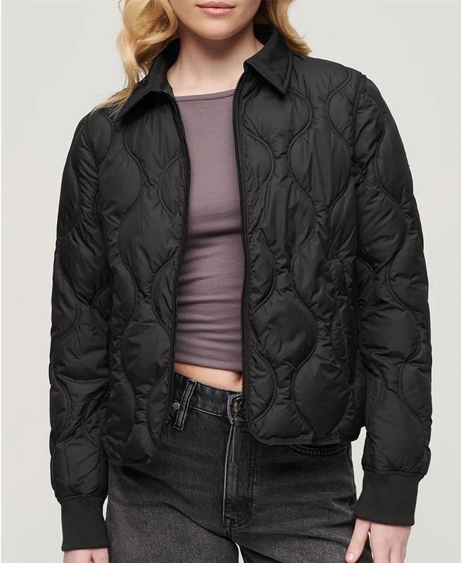 Superdry - Studios - Damesjas - Korte Gevoerde Jas - Lichtgewicht - Zwart