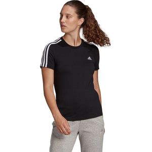 Adidas Essentials Slim 3 Stripes Short Sleeve T-shirt Zwart XS / Regular Vrouw