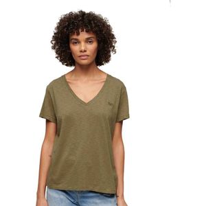 Superdry Studios Slub Embroidered Vee T-shirt Met Korte Mouwen En V-hals