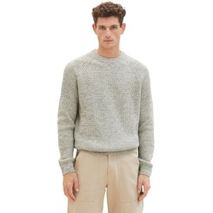 Tom Tailor 1039709 Comfort Twotone Knit Crew Neck Sweater Beige L Man