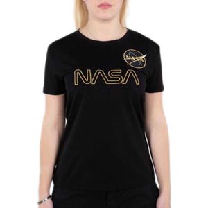 Alpha Industries Nasa Embroidery Short Sleeve T-shirt Zwart XL Vrouw