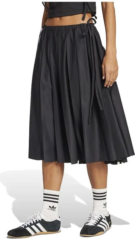 Adidas Ribbon Pleated Maxi Skirt Rokken Dames - Zwart - Maat 36 - Poly Mesh