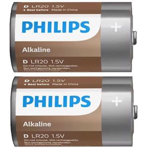 Philips Lr20a2b Pack Alkaline Batteries Zilver