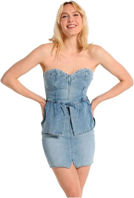 Lois - 448012610 - Spijkerjurkje - Blauw - Kort - Off the Shoulder