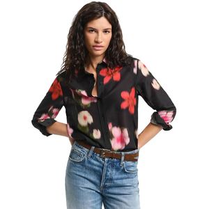 GANT - Overhemd - Zwart - Viscose - Bloemenprint - Lange Mouwen