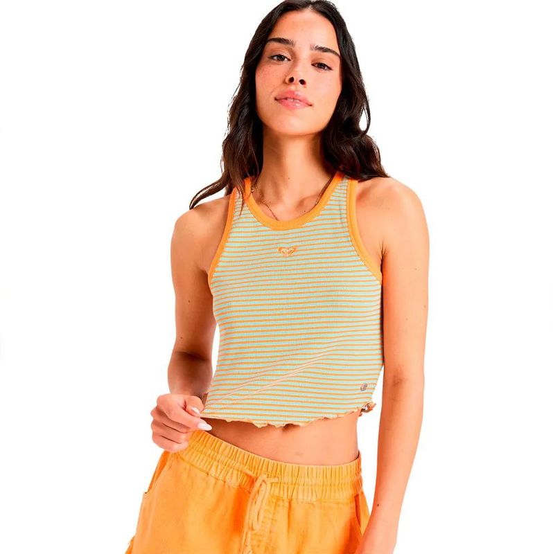 Roxy - Sunlight Boost - Mouwloos T-shirt - Aansluitende Fit - Garengeverfde Streep