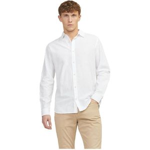 Jack & Jones Summer Linen Long Sleeve Shirt Wit L Man