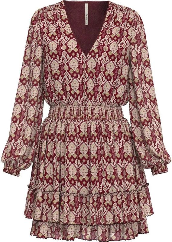 Pepe Jeans - PL953357 - Gala Jurk - Rood - Polyester - Lange Mouwen