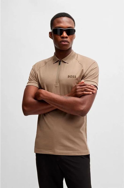 BOSSvoor mannen. 50525119 Philix Spiegel beige polo (M), Casual, Katoen, Korte mouwen