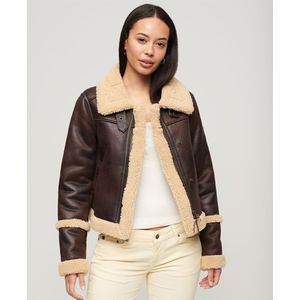 Superdry Faux Shearling Crop Jacket Bruin XS Vrouw