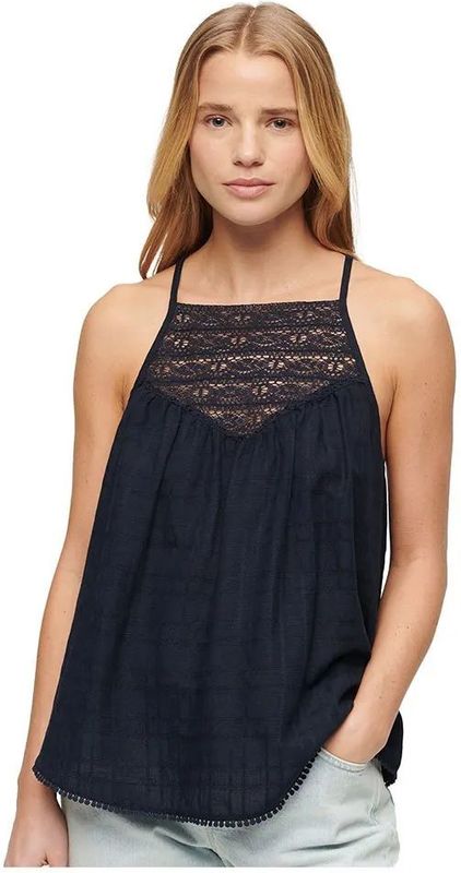 Superdry - W6011860A - Kanten Tanktop - Marineblauw - Mouwloos