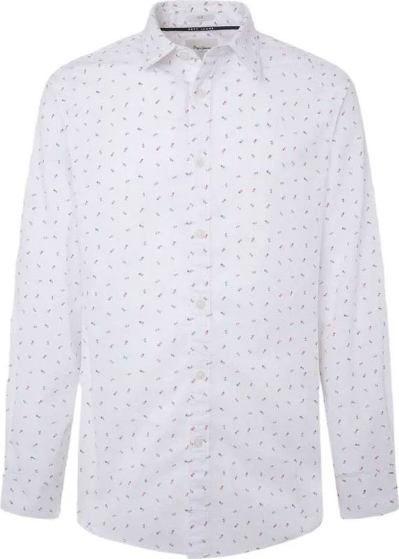 Pepe Jeansvoor mannen. PM308718 Meir overhemd wit (L), Casual, Lange mouwen, Biologisch katoen, Duurzaam