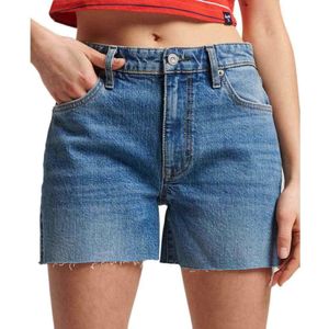 Superdry Vintage Mid Rise Cut Off Shorts Blauw 28 Vrouw