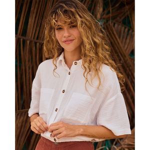 Roxy Coastal Palm Short Sleeve Shirt Wit XL Vrouw