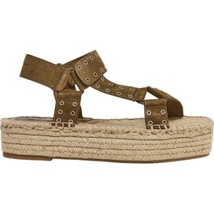 Pepe Jeans - PLS90660 - Leren Sandalen - Groen - Hoogte Plateau 4,6 cm
