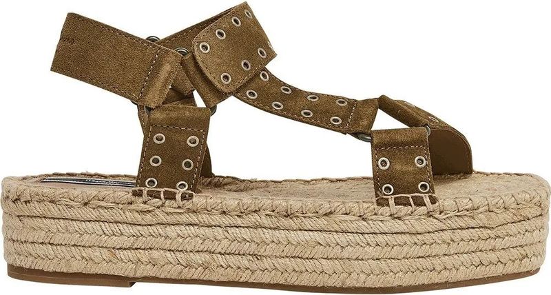 Pepe Jeans - PLS90660 - Leren Sandalen - Groen - Hoogte Plateau 4,6 cm
